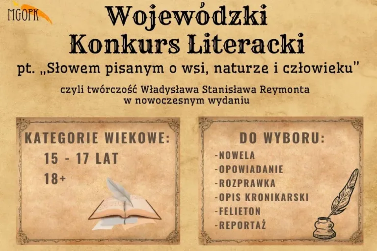 „Słowem pisanym o wsi, naturze i człowieku” – rusza Wojewódzki Konkurs Literacki inspirowany twórczością Reymonta